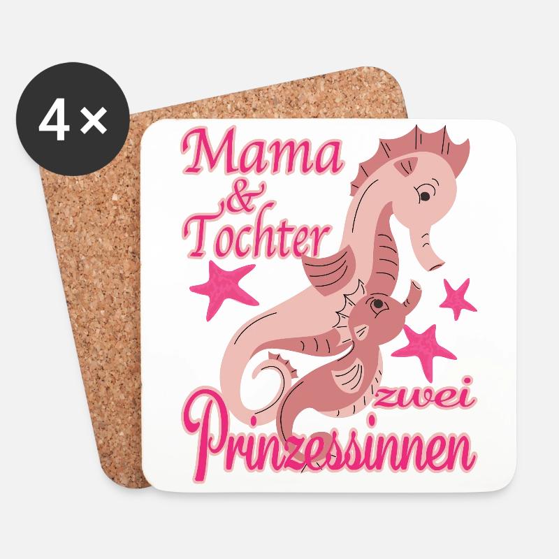Mama Tochter Prinzessinen Seepferdchen - Untersetzer (4er-Set) - Weiß
