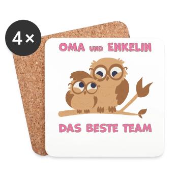 Oma und Enkelin das beste Team Eulen - Untersetzer (4er-Set) - Weiß - Vorne