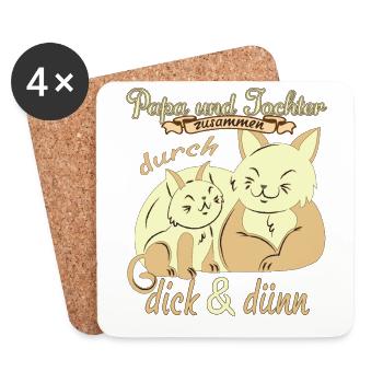 Papa und Tochter durch dick & dünn Katze - Untersetzer (4er-Set) - Weiß - Vorne