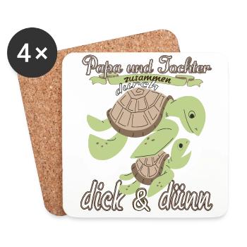 Papa und Tochter durch dick und dünn Vatertag - Untersetzer (4er-Set) - Weiß - Vorne