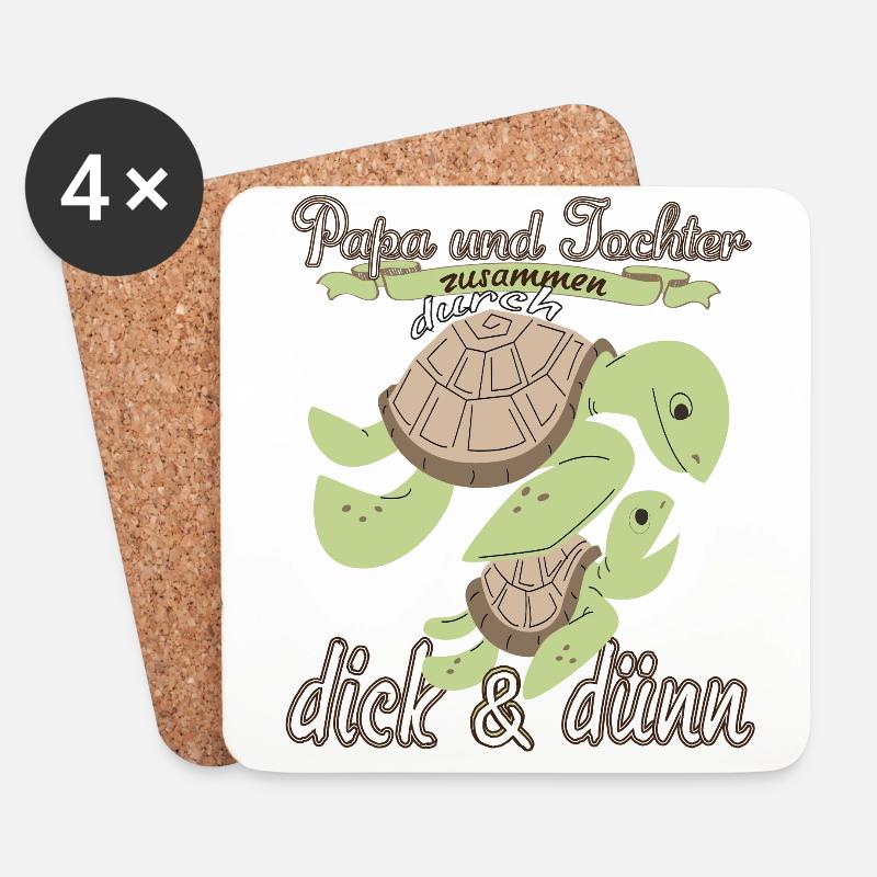 Papa und Tochter durch dick und dünn Vatertag - Untersetzer (4er-Set) - Weiß