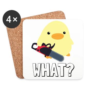 What? Duck with chainsaw meme chick gift idea - Coasters (set of 4) - white - Front