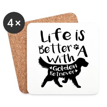 Golden retriever Herz - Untersetzer (4er-Set) - Weiß - Vorne