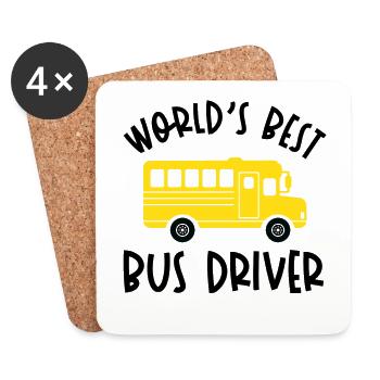 lustiges Busfahrer Schulbusfahrer Spruch Geschenk - Untersetzer (4er-Set) - Weiß - Vorne