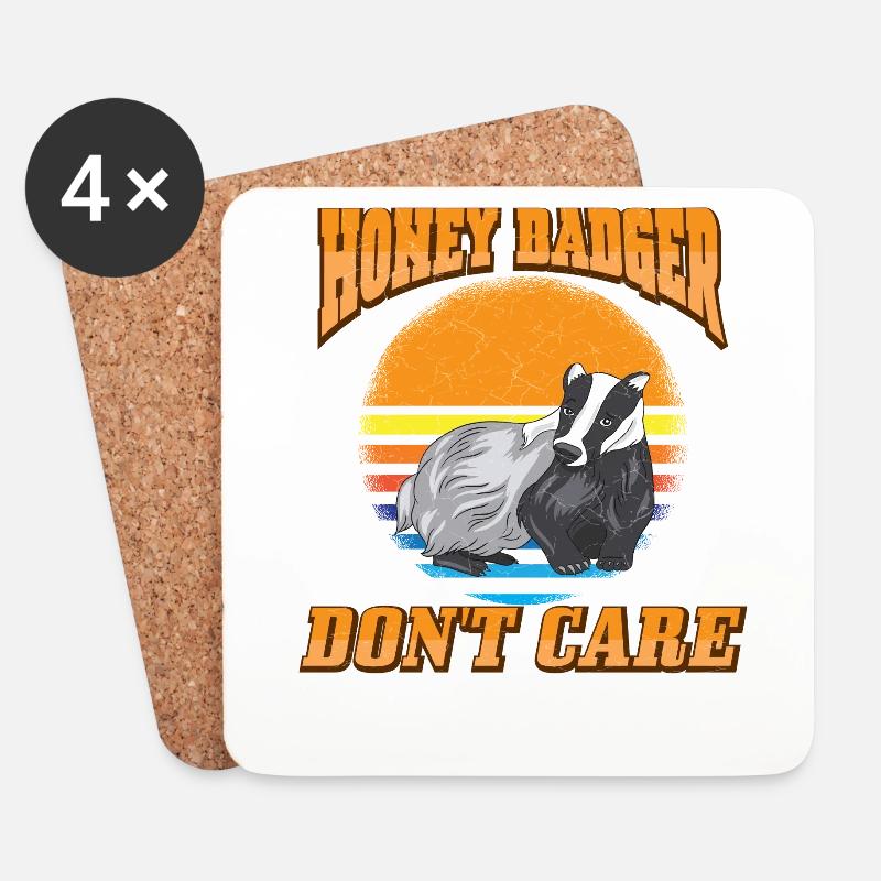 Honey Badger - Untersetzer (4er-Set) - Weiß