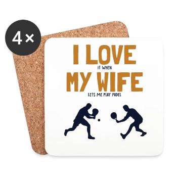 I love my Wife Padel Platform Tennis Paddleball - Coasters (set of 4) - white - Front