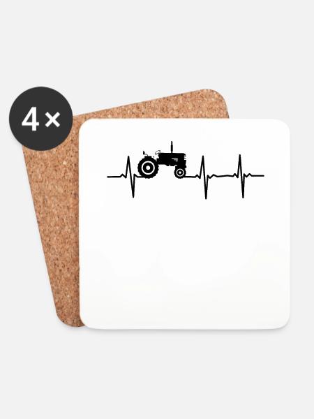 Traktor Herzschlag Bauern Trecker Landwirte - Untersetzer (4er-Set) - Weiß