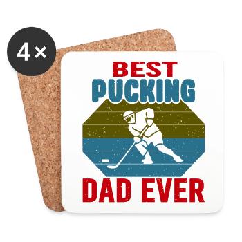 HOCKEY DAD Hockey Dad Man Gift Retro - Coasters (set of 4) - white - Front