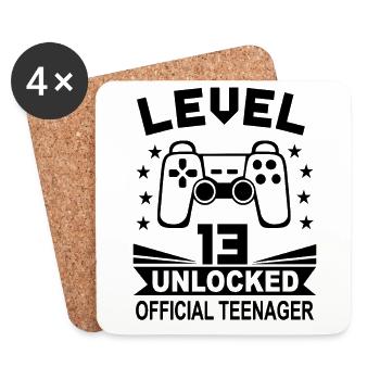 13. Geburtstag Gaming Level 13 Unlocked Geschenk - Untersetzer (4er-Set) - Weiß - Vorne