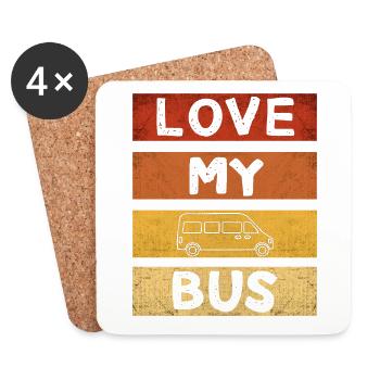 Love My Bus I Retro Bus Driver Holiday Bus Saying - Coasters (set of 4) - white - Front