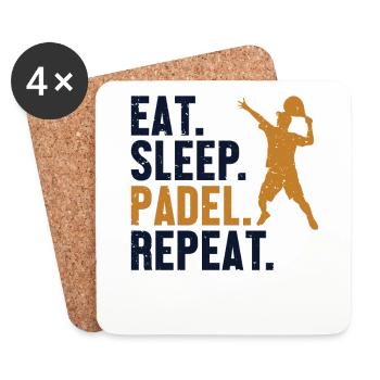 Eat Sleep Padel Repeat Platform Tennis Paddleball - Coasters (set of 4) - white - Front