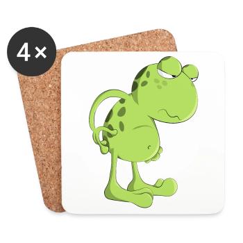 Frog toad lazy cartoon amphibian morning grouch - Coasters (set of 4) - white - Front