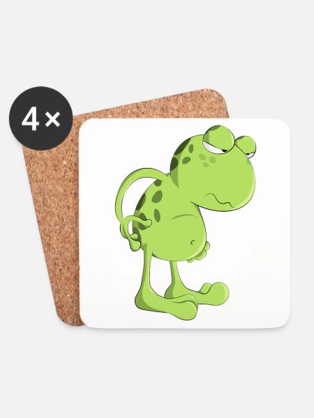 Frosch Kröte Faul Cartoon Amphibie Morgenmuffel - Untersetzer (4er-Set) - Weiß