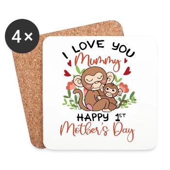 I Love You Mummy Happy 1st Mother’s Day Baby - Dessous de verre (lot de 4) - blanc - Devant