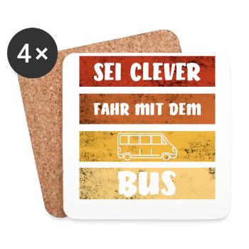 Be Clever Driving By Bus I Retro Bus Driver Car - Coasters (set of 4) - white - Front