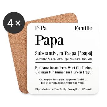 Papa Substantiv ein ganz besonderes Wort für Liebe - Untersetzer (4er-Set) - Weiß - Vorne