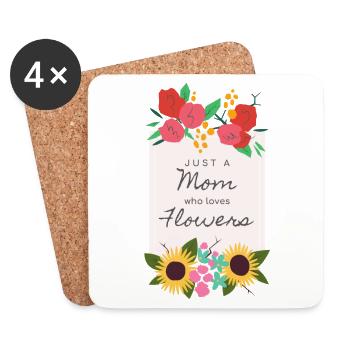 Just a Mum who loves flowers Fleurs Mère Rengaine - Dessous de verre (lot de 4) - blanc - Devant