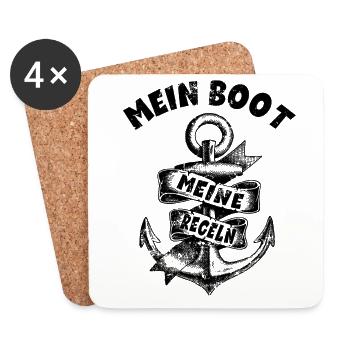 Mein Boot Meine Regeln Segelnboot Anker Skipper - Untersetzer (4er-Set) - Weiß - Vorne