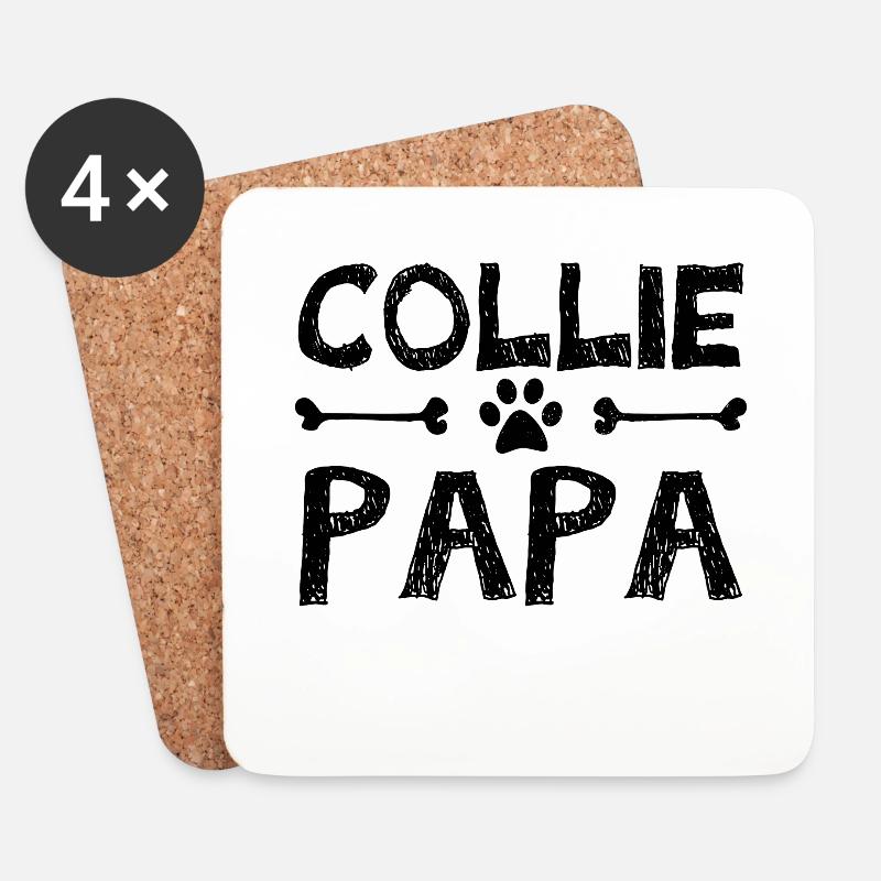 border collie Papa - Untersetzer (4er-Set) - Weiß