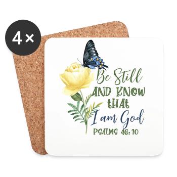 Christian Bible Verse Flower Butterfly - Coasters (set of 4) - white - Front