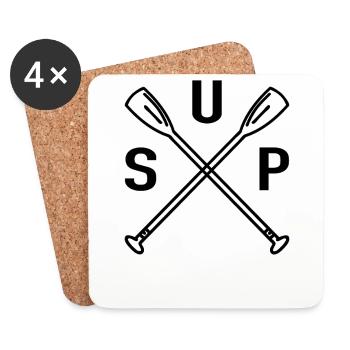 SUP Paddel - Stand Up Paddle Board SUP Board - Untersetzer (4er-Set) - Weiß - Vorne