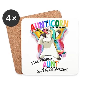 Aunticorn Tante Dabbendes Einhorn Dabbing Unicorn - Untersetzer (4er-Set) - Weiß - Vorne