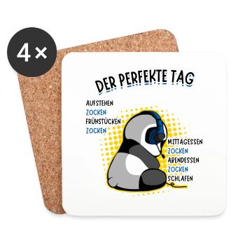 Gaming Panda Zockender Bär der perfekte Tag zocken - Untersetzer (4er-Set) - Weiß - Vorne