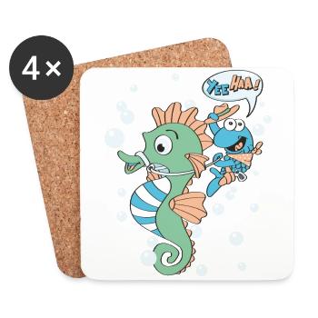 funny seahorse kids gift birthday - Coasters (set of 4) - white - Front