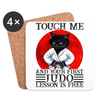 Touch Me And Your First Judo Lesson Is Free Funny - Dessous de verre (lot de 4) - blanc - Devant