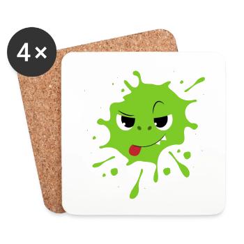 Monster Kinder Gesicht Süß Frech Farbklecks Splash - Untersetzer (4er-Set) - Weiß - Vorne