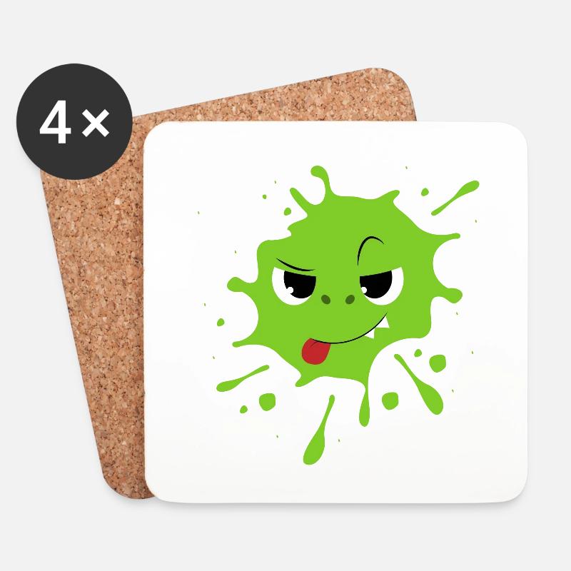 Monster Kinder Gesicht Süß Frech Farbklecks Splash - Untersetzer (4er-Set) - Weiß