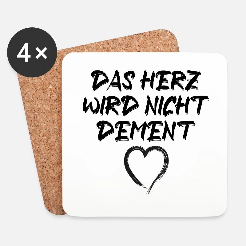 Herz Dement - Untersetzer (4er-Set) - Weiß
