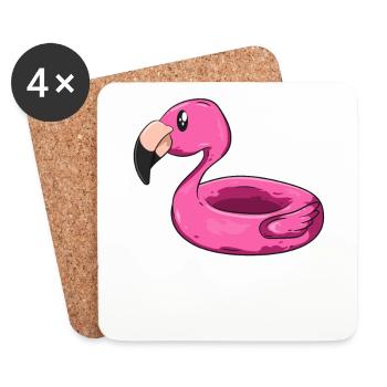 Flamingo Schwimmring - Untersetzer (4er-Set) - Weiß - Vorne