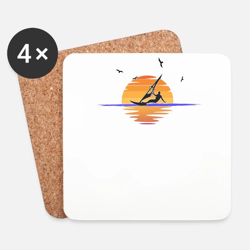 Windsurfer I Sonnenuntergang I Sufer I Geschenk - Untersetzer (4er-Set) - Weiß