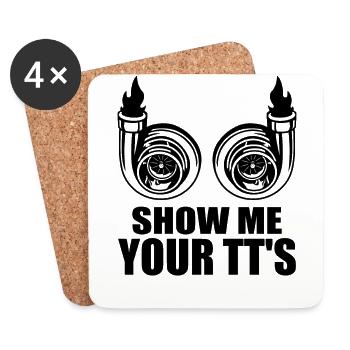 Show Me Your Turbos - Car Twin Turbo Street Racing - Dessous de verre (lot de 4) - blanc - Devant