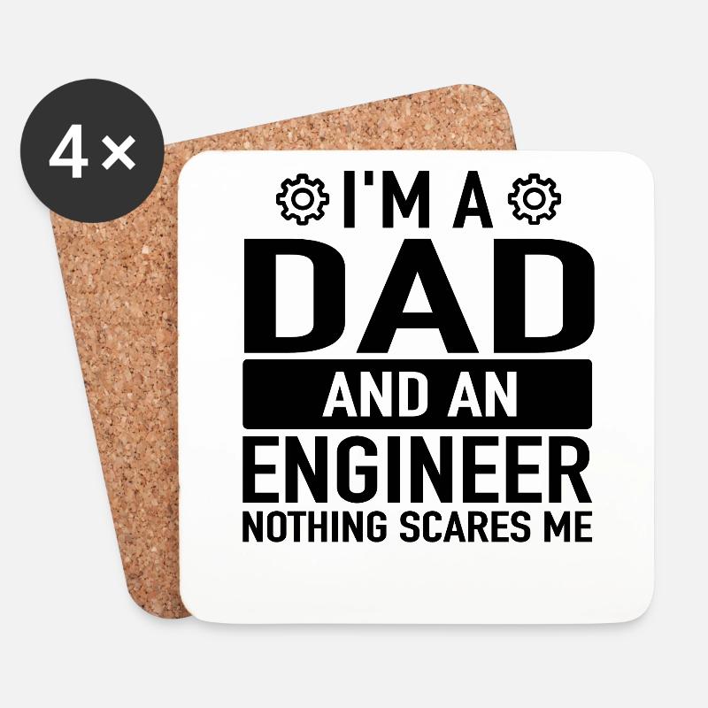 Ingenieur Vater Engineering Engineers Engineer Dad - Untersetzer (4er-Set) - Weiß