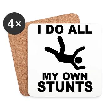 I do all my own stunts - Recovery Strichmännchen - Untersetzer (4er-Set) - Weiß - Vorne