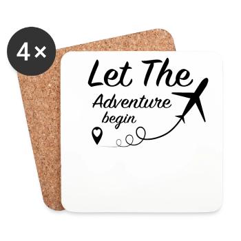 Let The Adventure Begin - Travel Airplane Reisen - Untersetzer (4er-Set) - Weiß - Vorne
