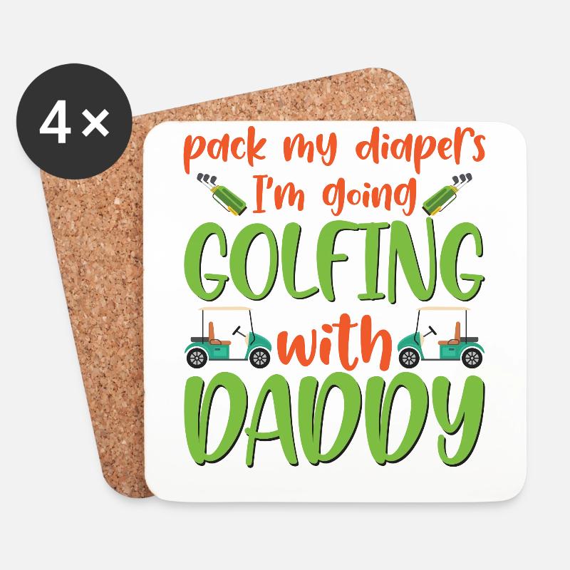 Pack My Diapers I'm Going Golfing With Daddy Baby - Untersetzer (4er-Set) - Weiß