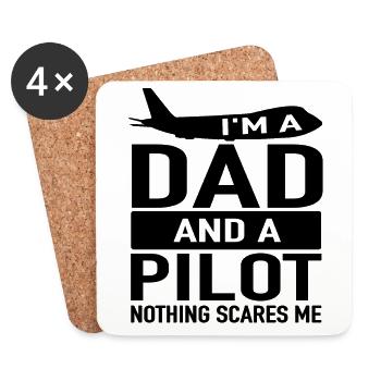 Piloten Dad Flugzeug - Frachtflugzeug Pilot Papa - Untersetzer (4er-Set) - Weiß - Vorne