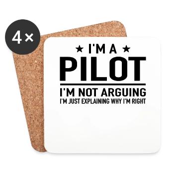 I'm A Pilot I'm Not Arguing - Flugzeug Piloten - Untersetzer (4er-Set) - Weiß - Vorne