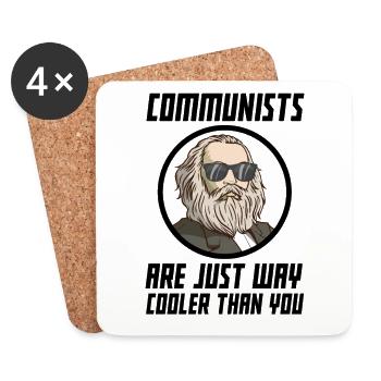 Énonciation socialiste drôle au sujet du socialisme ! - Dessous de verre (lot de 4) - blanc - Devant