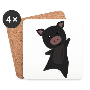 Schwein schwarz Schweinchen süße Tiere Kinder - Coasters (set of 4) - white - Front