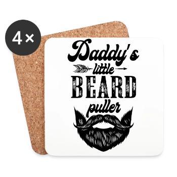 Daddy's Little Beard Puller Baby Onesie - Coasters (set of 4) - white - Front