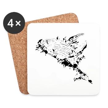 Baleine à bosse cool - Dessous de verre (lot de 4) - blanc - Devant