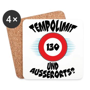 Tempolimit Autobahn Geschwindigkeit Grüne Baerbock - Untersetzer (4er-Set) - Weiß - Vorne