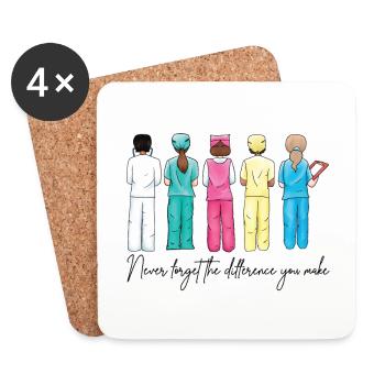 Citation d’appréciation de l’équipe d’infirmières - Dessous de verre (lot de 4) - blanc - Devant