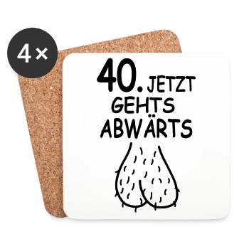 40. Geburtstag Party Geschenke 40 Jahre Hodensack - Untersetzer (4er-Set) - Weiß - Vorne