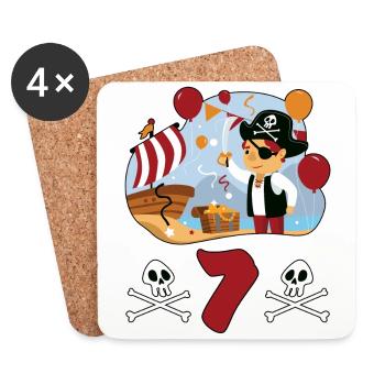 7 years pirate children's birthday children fun gift - Coasters (set of 4) - white - Front