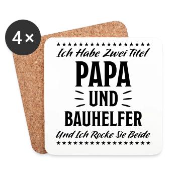 Bauhelfer Lustiger Spruch Hausbau Bauherr Geschenk - Untersetzer (4er-Set) - Weiß - Vorne